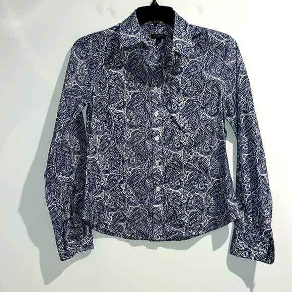 Talbots Tops - Talbots blue white floral paisley button down top. Size 2 petite.